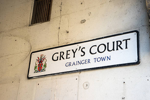 Street sign for Grey's Court - Newcastle Upon Tyne stock photo