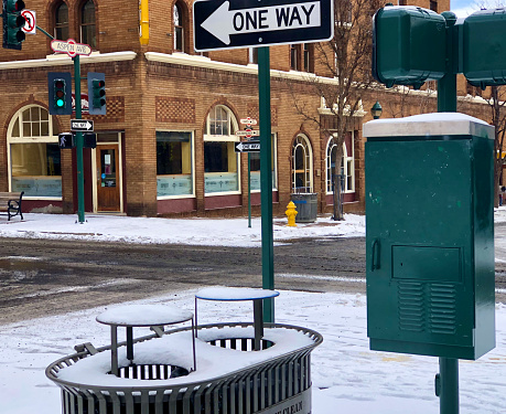 Street Signs in Snowy Flagstaff