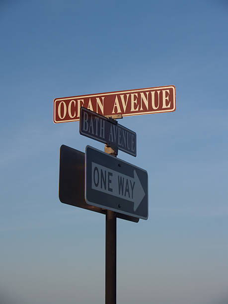 Street Signs Near Beach in Ocean Grove, New Jersey stock photo