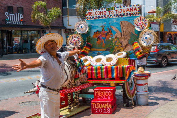멕시코 티후아나의 노점상 - tijuana 뉴스 사진 이미지