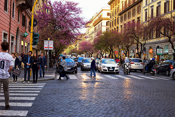 Street view in Rome, Italy. stock photo