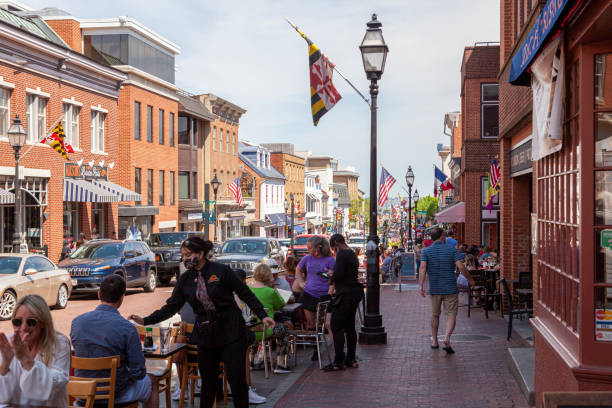 Street view of Annapolis, Maryland stock photo