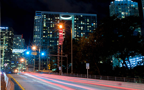 Street view of traffic in Brickell, Miami Florida stock photo
