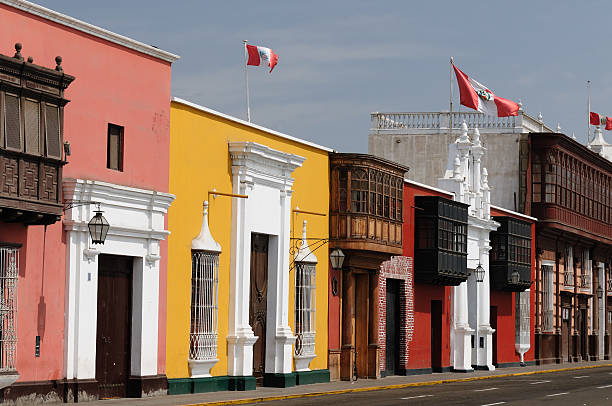 Street view of Trujillo city, Peru stock photo