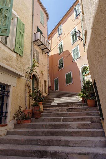 Street view in Villefranche old town, is a small seaside city on French Riviera