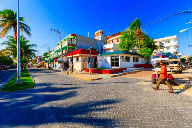 Street views of Isla Mujeres, Mexico. stock photo