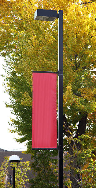 Streetlight Banner Streetlight with Blank Banner. street light stock pictures, royalty-free photos & images