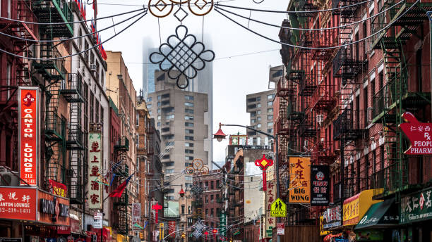 Streets of Chinatown in New York City stock photo