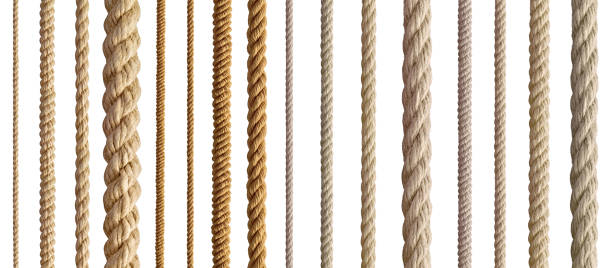 string rope cord cable line collection of  various ropes string on white background. each one is shot separately rope stock pictures, royalty-free photos & images