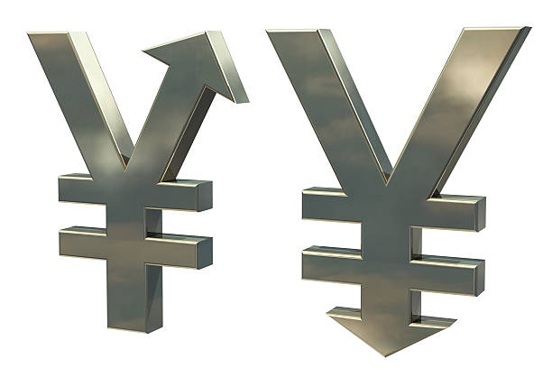Strong, weak yen, falling or rising stock photo