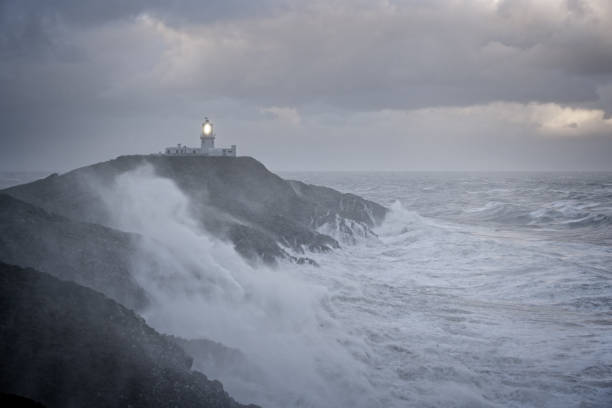 Strumble Head in a storm stock photo