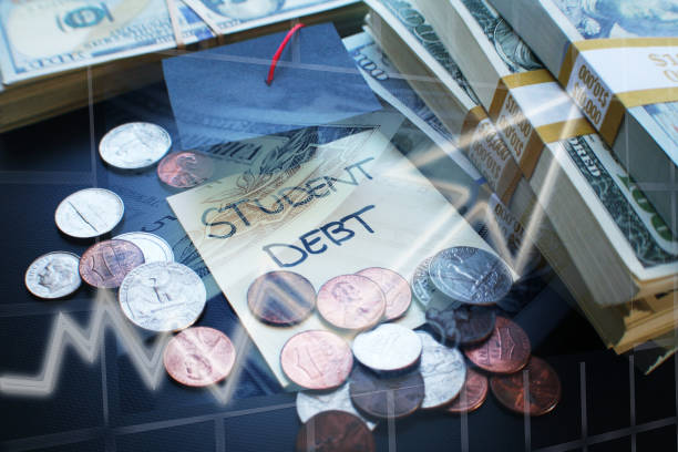 Student Debt Showing Rising Costs & Accumulated Debt Student Debt Showing Rising Costs & Accumulated Debt High Quality Stock Photo student debt stock pictures, royalty-free photos & images