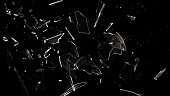 istock Studio Full-Frame Wide Plate Shot of Real Window Glass Pane Shattering and Breaking on Black Background 1326485085