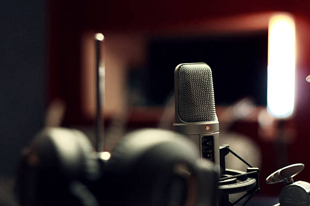 studio microphone stock photo