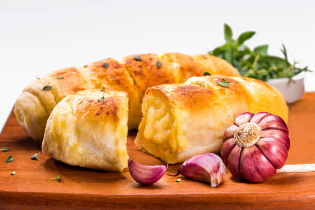 stuffed garlic bread stock photo