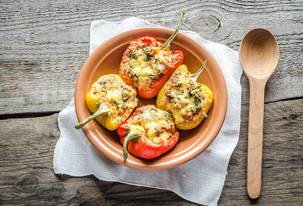 Stuffed pepper with meat stock photo