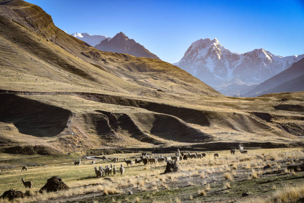 Stunning Andean mountain landscapes in the Chillca Valley. Ausungate, Cusco, Peru stock photo
