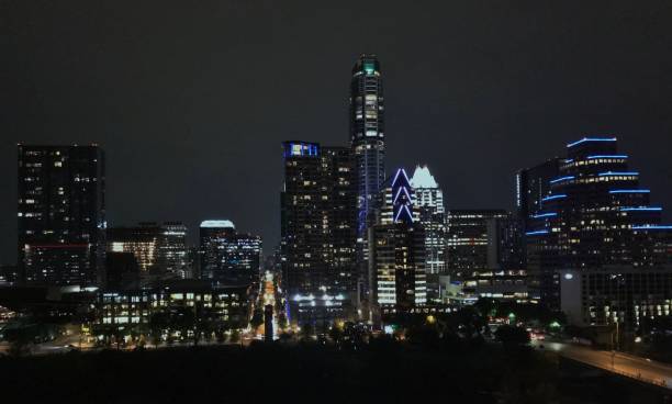 Stunning Night-time Skyline of a Large Metropolis/City stock photo
