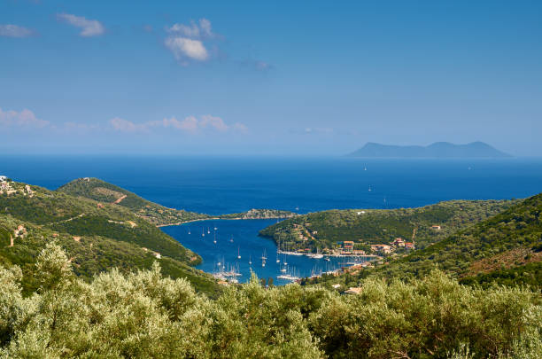Stunning view of Sivota village in Greece. stock photo