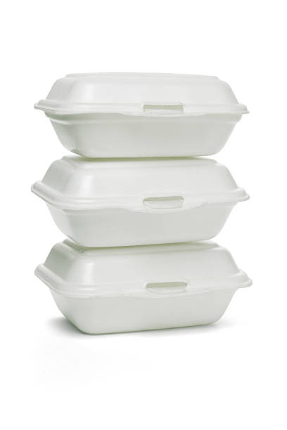styrofoam takeaway boxes - polystyreen stockfoto's en -beelden