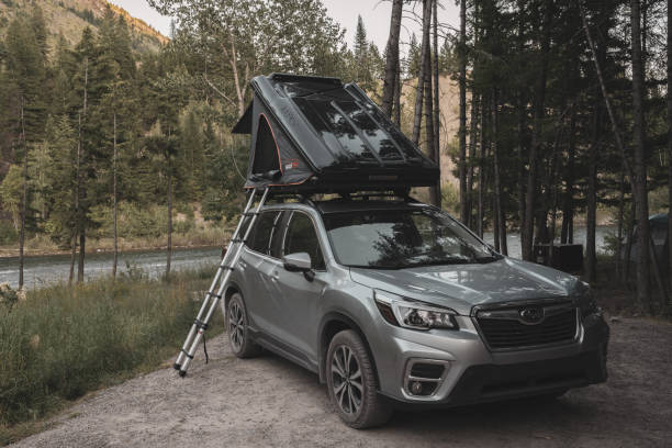 Subaru Forester With Roof Top Tent stock photo