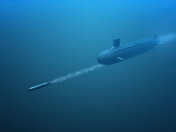 3D submarine shooting  missle 3D submarine shooting missile side view torpedo weapon stock pictures, royalty-free photos & images