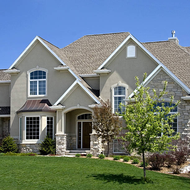 Suburban home  stone house stock pictures, royalty-free photos & images