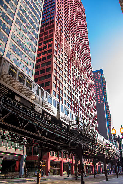Subway among skyscraper stock photo