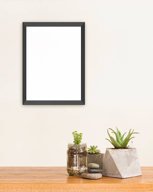 Succulent and frame mockup stock photo