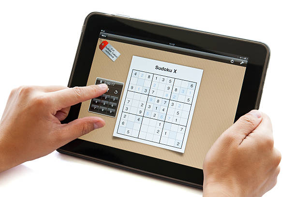 Sudoku puzzle on apple ipad stock photo