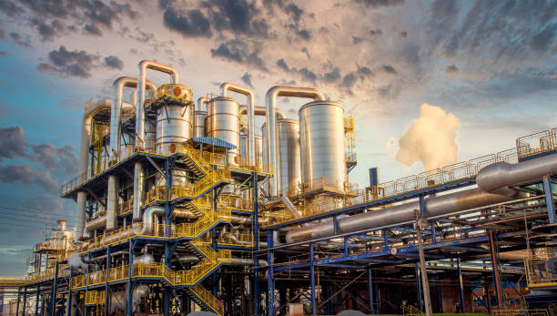 suikerfabriek industrie lijn productie cane proces - chemische stof stockfoto's en -beelden