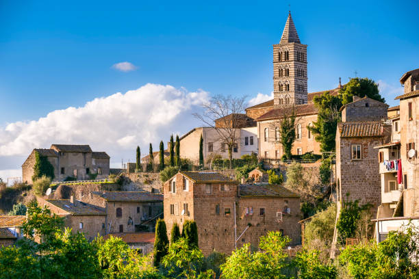 A suggestive view of the hill of the Cathedral of Saint Lawrence in downtown Viterbo stock photo