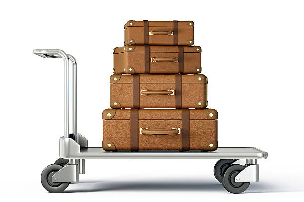 suitcase brown suitcases isolated on a white background luggage cart stock pictures, royalty-free photos & images