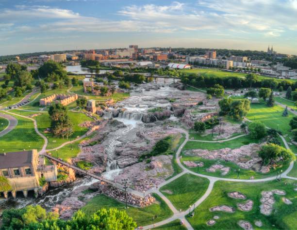 Summer Aerial View of Sioux Falls, The largest City in the State of South Dakota  south dakota stock pictures, royalty-free photos & images