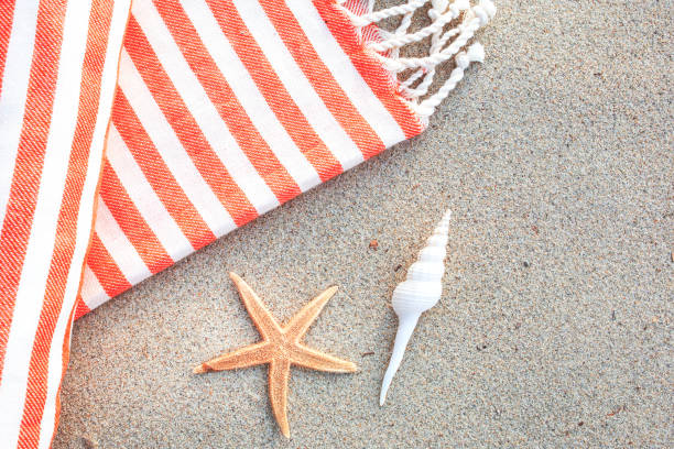 summer and holiday - beach towel imagens e fotografias de stock