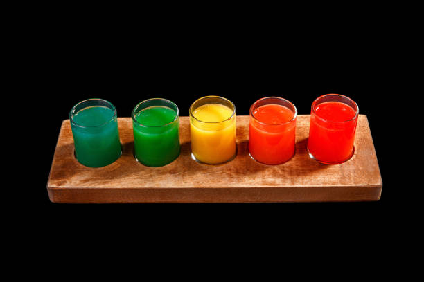 Summer cocktail on isolated black background stock photo