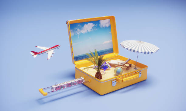 summer holiday suitcase - 小型旅行箱 插圖 個照片及圖片檔