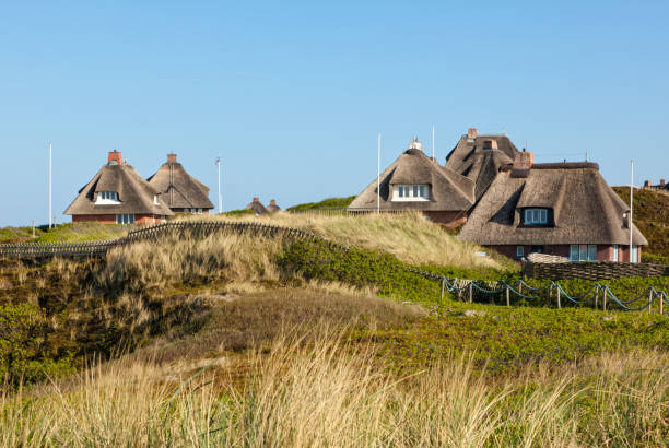 Summer houses at Hoernum, Sylt stock photo