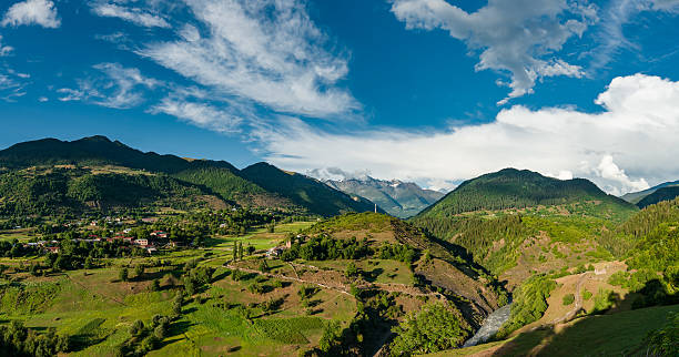 summer landscape of Caucasus Mountains stock photo