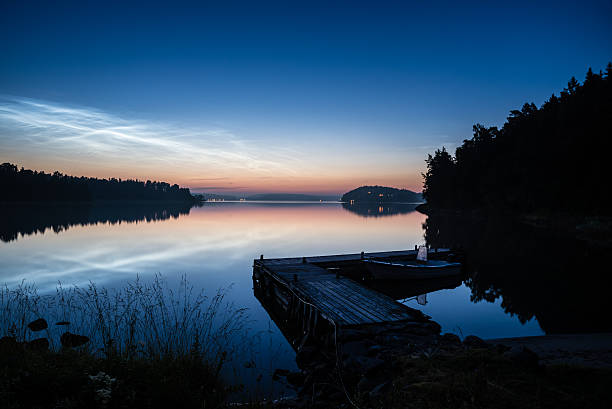 Summer Night in Stockholm Archipelago stock photo