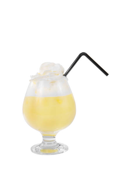 Summer yellow cocktail on isolated white background stock photo