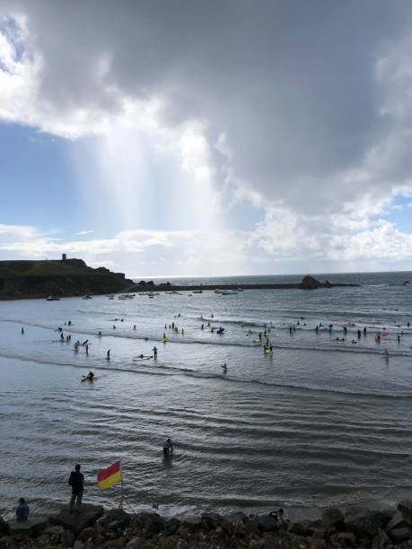 Summerleaze beach in Cornwall, England stock photo