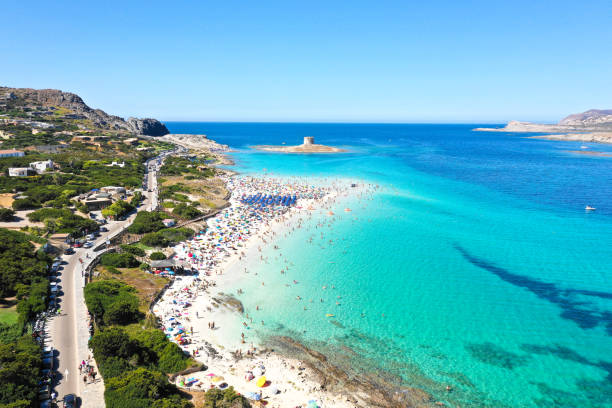 Summertime in Sardinia - Aerial View of famous Beach stock photo