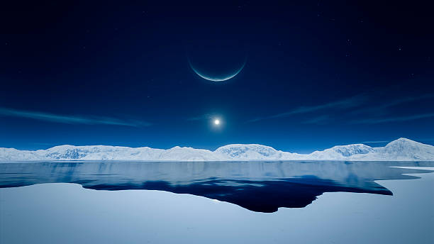 sun and moon - antarctica stockfoto's en -beelden
