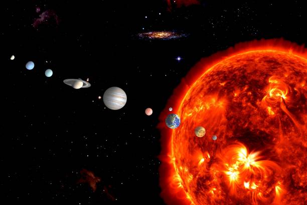 sun system (elements are furnished by nasa) - neptun planet imagens e fotografias de stock