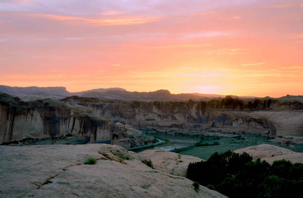 Sundown at Moab stock photo