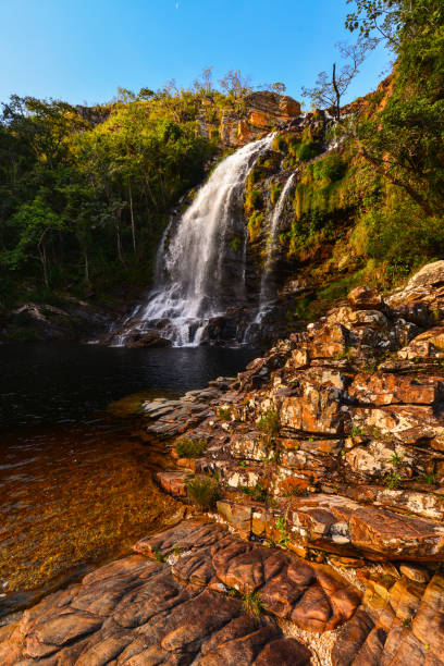 Sundown on another idyllic Brazilian waterfall stock photo