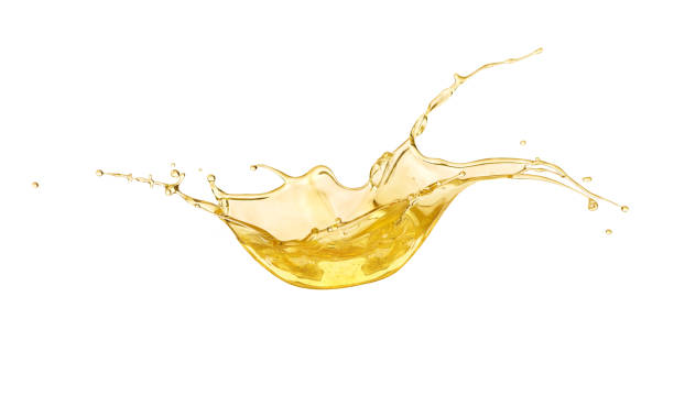 sunflower oil splash on white background stock photo
