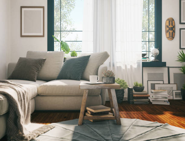 sunlight living room - home imagens e fotografias de stock