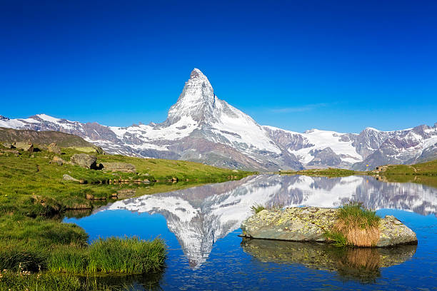 Sunny day with view to Matterhorn stock photo